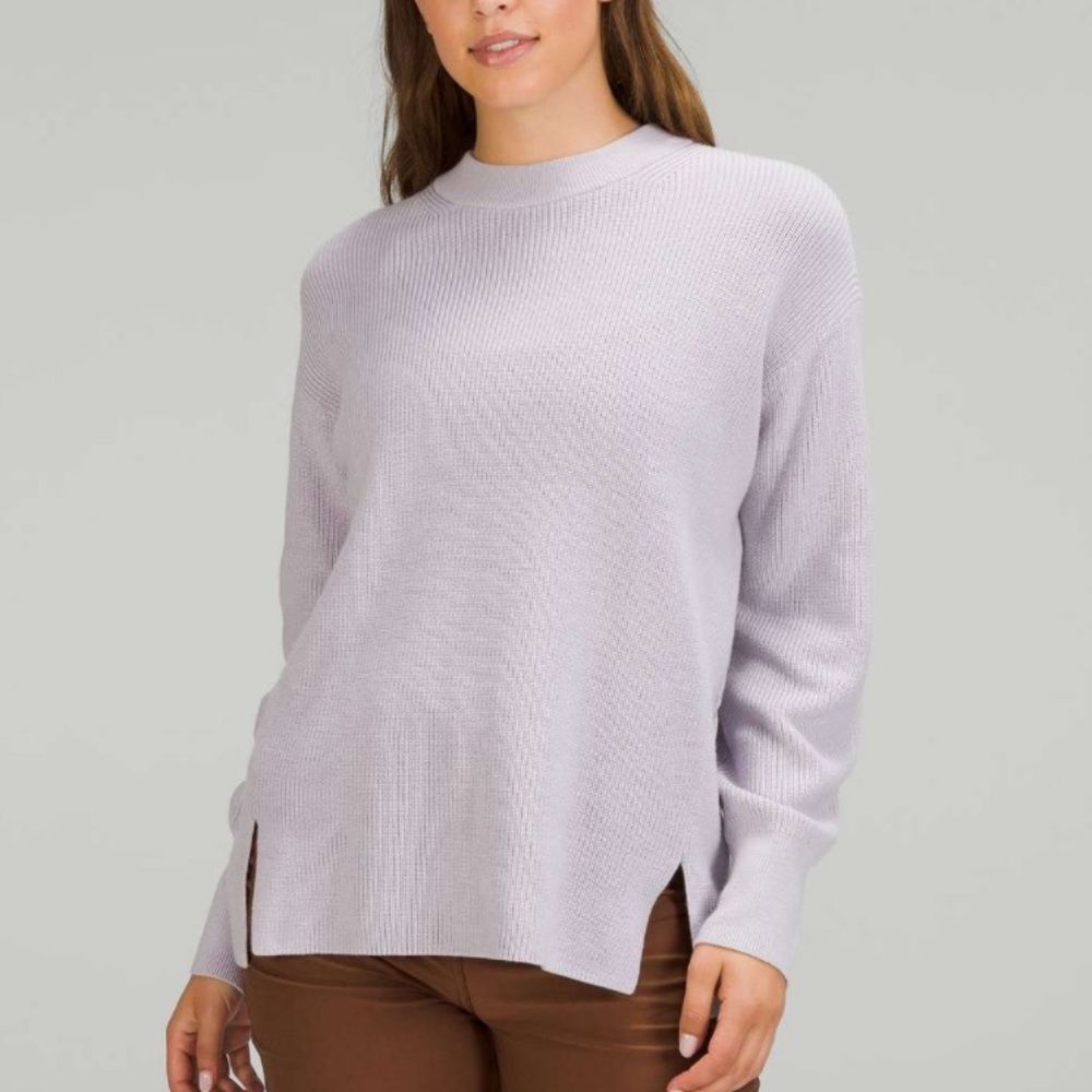 Lululemon Merino Wool-Blend Ribbed Crewneck Sweater Faint Lavender